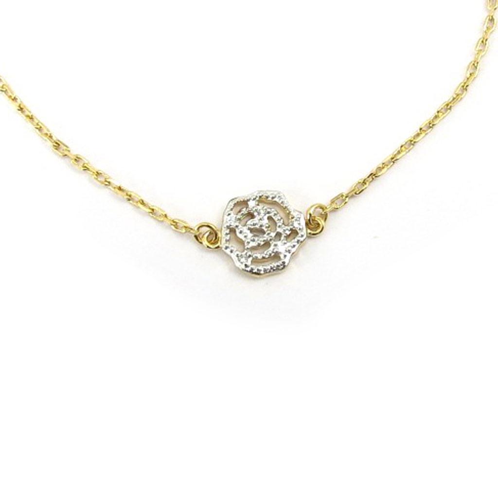 Les Trésors De Lily [K3429] - Bracelet Plaqué or 'Rosa Romantica' blanc doré - 8 mm