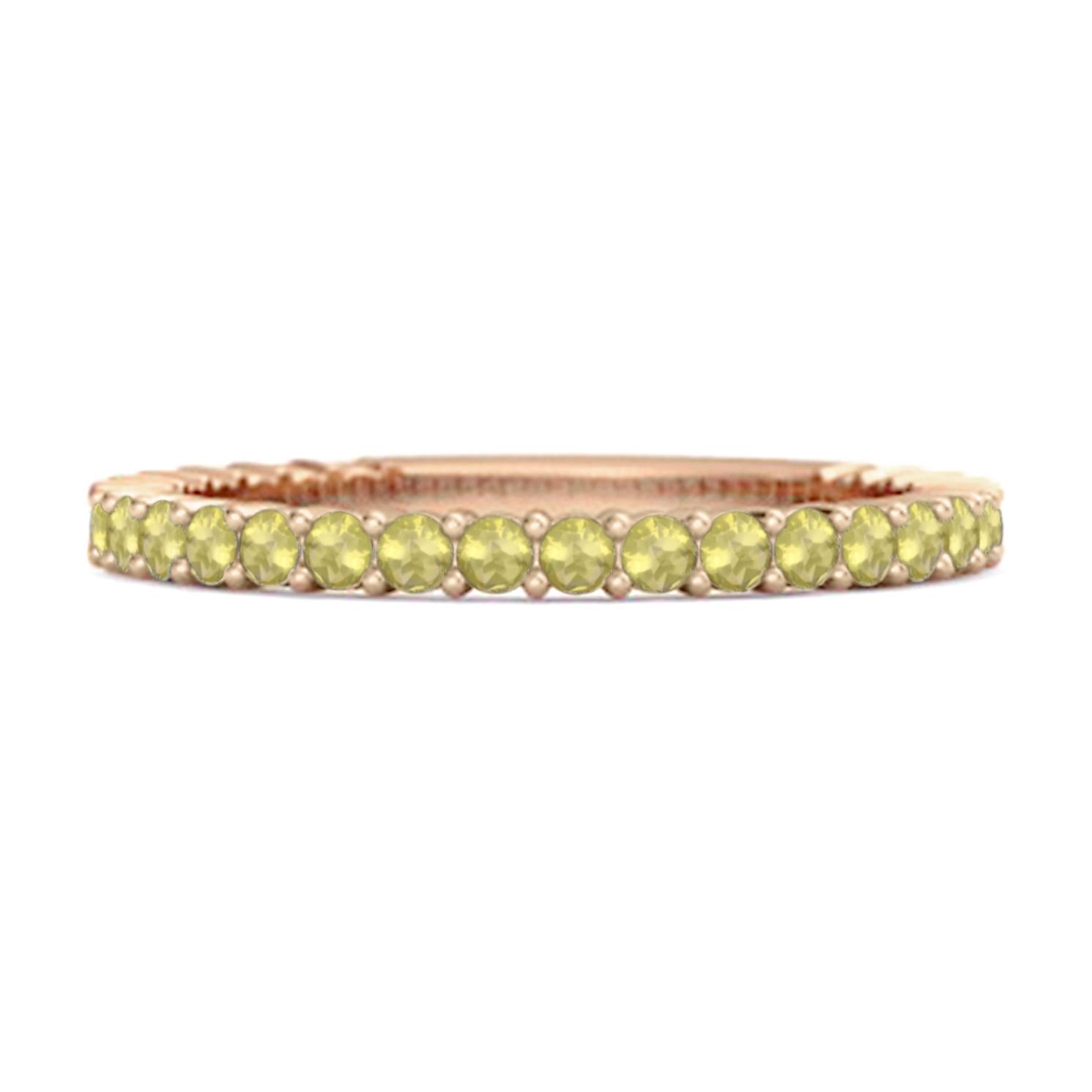 Lemon Quartz Eternity Band Ring -925 Sterling Silver Rose Gold Vermeil 12