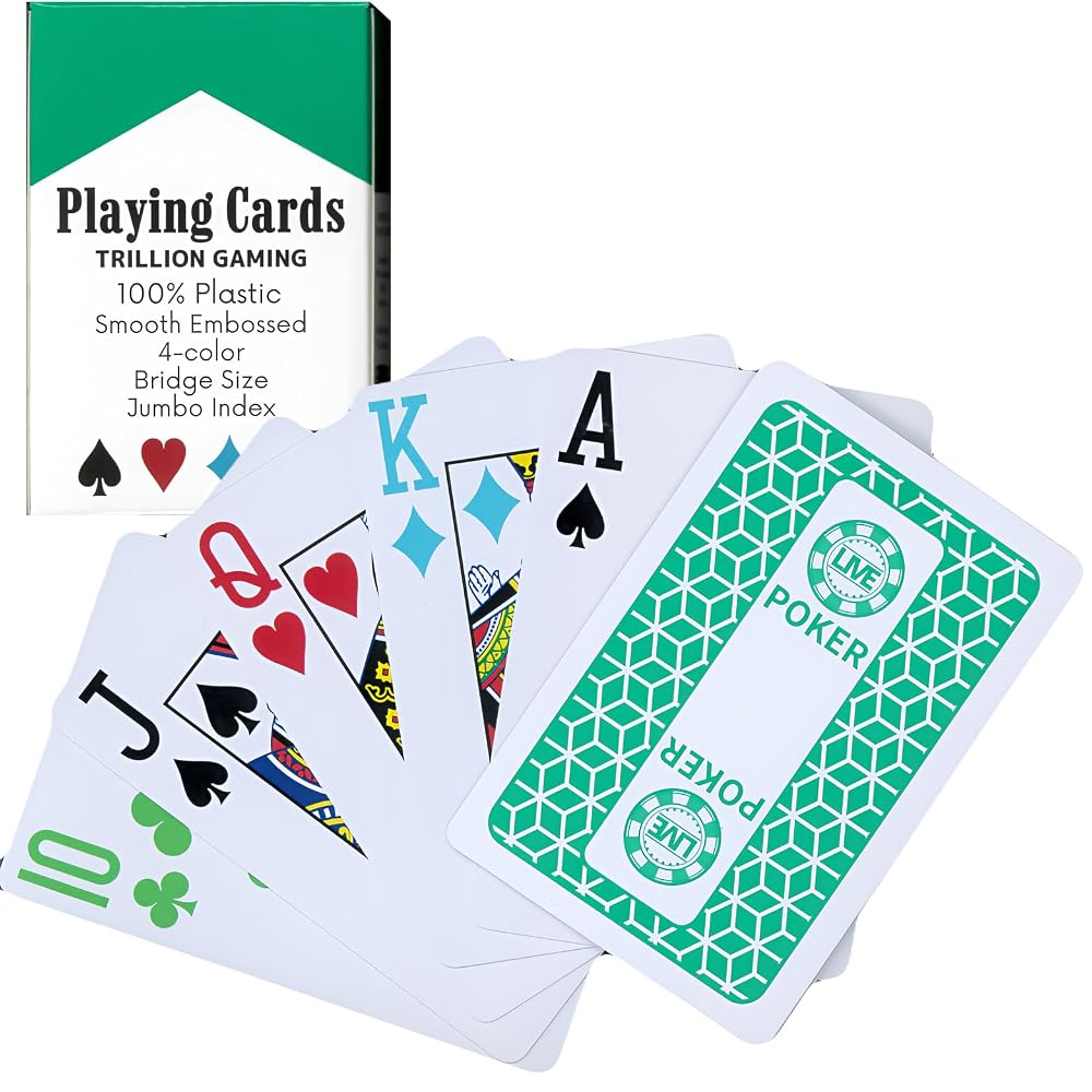 Japanese Product TRILLION GAMING Playing Cards 4 Colors Jumbo Index Bridge Size (BOTANICAL GREEN)