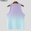 INCERUN Men U Neck Sleeveless Gradient Texture Casual Tank Tops