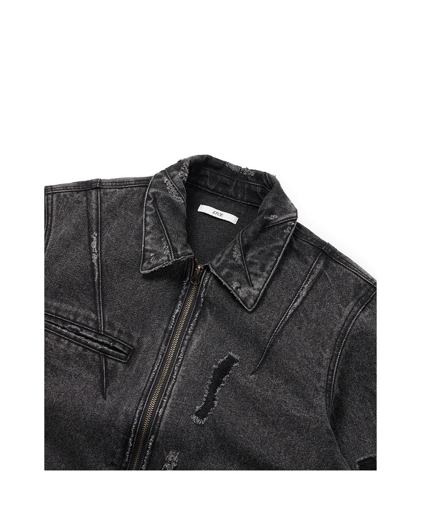 Etce Destroyed Dart Trucker Jacket (Black)