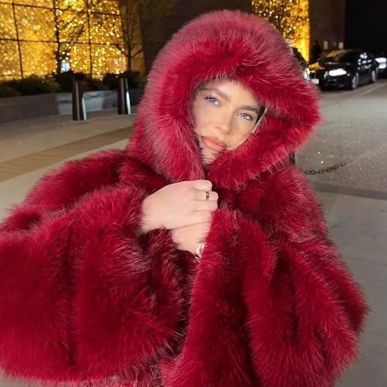 Neue Jacke aus Imitatfuchsfell Damenmode Kunstfell Herbst und Winter verdickt Mode Pelz Pelzoberteil