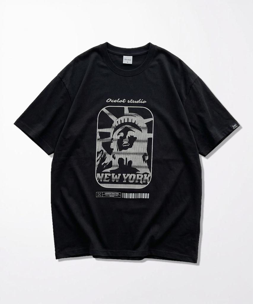 Osillos C94 Statue Of Liberty Oversized Short Sleeve T-Shirt_Black