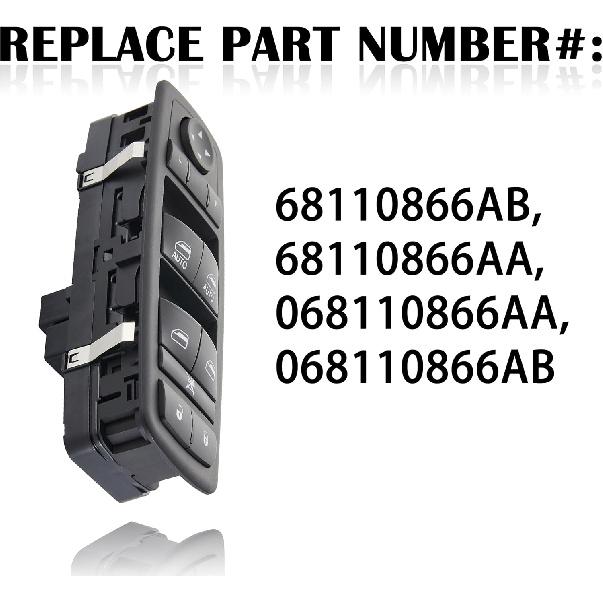 3+9 P.Driver Side Power Window Switch Fits For 2013-2015 Ram 1500 2500 3500 4500/5500,2013-2015 Ram C/V, 12-16 Dodge Grand Caravan, 12-15 Chrysler