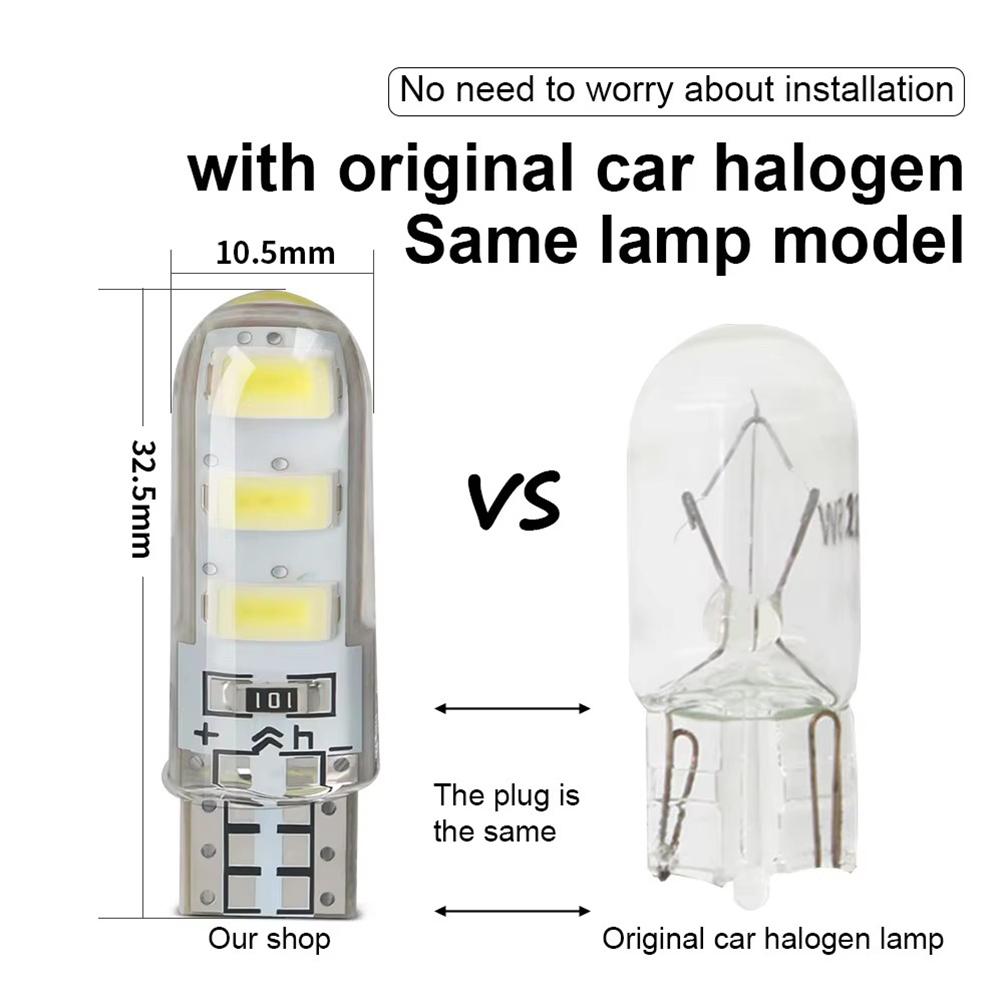 High-Performance T10 LED Dome Light - 6 SMD 5630, W5W, 194 Base, 12V, with Silicone Case for Enhanced Safety