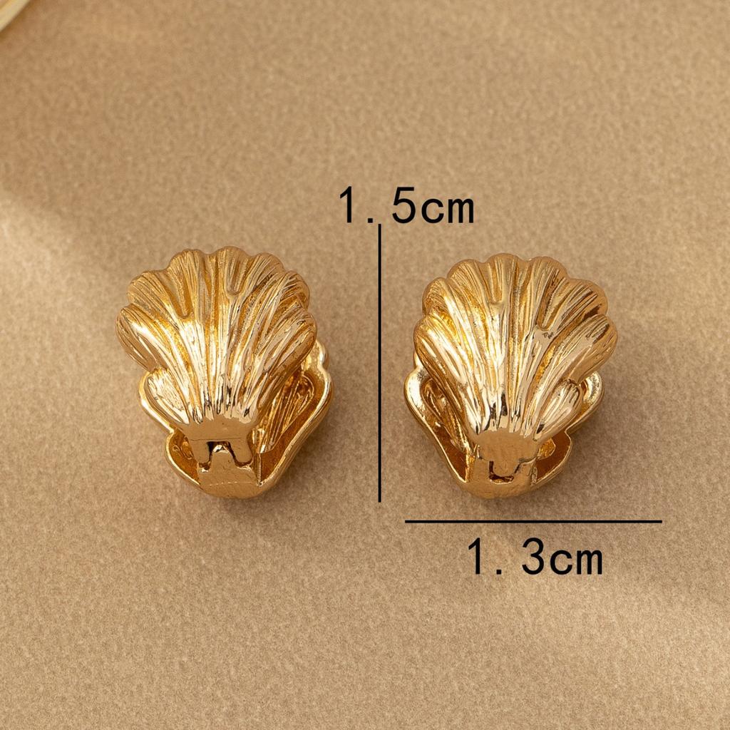 Summer Marine Creature Shape Texture Earrings Gold Plated Elegant Sweet Earrings