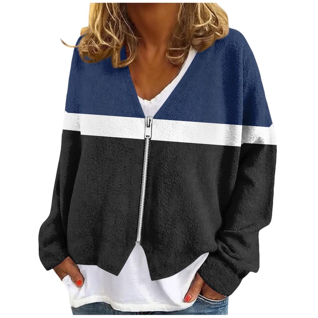 Womens Zip Up Sweaters Sweatshirts Long Sleeve Oversized Jackets Soft Casual Loose Tunic Tops