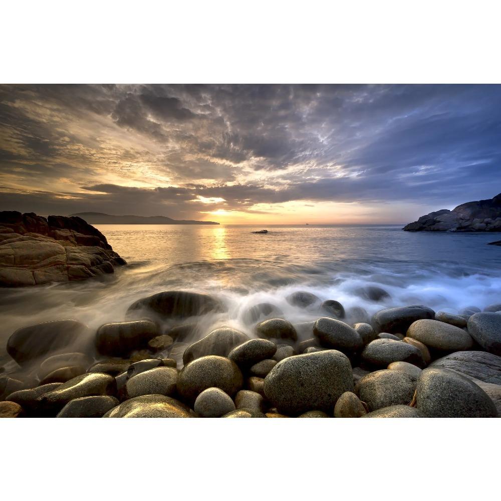Sunset Mountains Sky Posters Sea Landscape Canvas Painting Natural Scenery Wall Art Pictures Living Room Home Decor Gift Poster