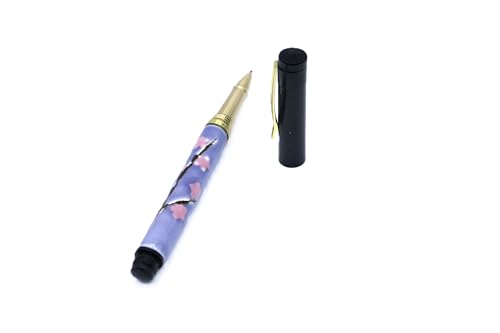 Kiyoteru Craft Porcelain Cap-Style Ballpoint Pen, Cherry Blossom Design, Wisteria Purple, CLJ_TBP_211