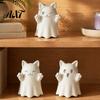 Hand Painted Craft Kits 3D Printed Cute Ghost Cat Figurine, Wink Smile Surprise Spooky Halloween Decor, Unique Party Table Decorations Blank White DIY