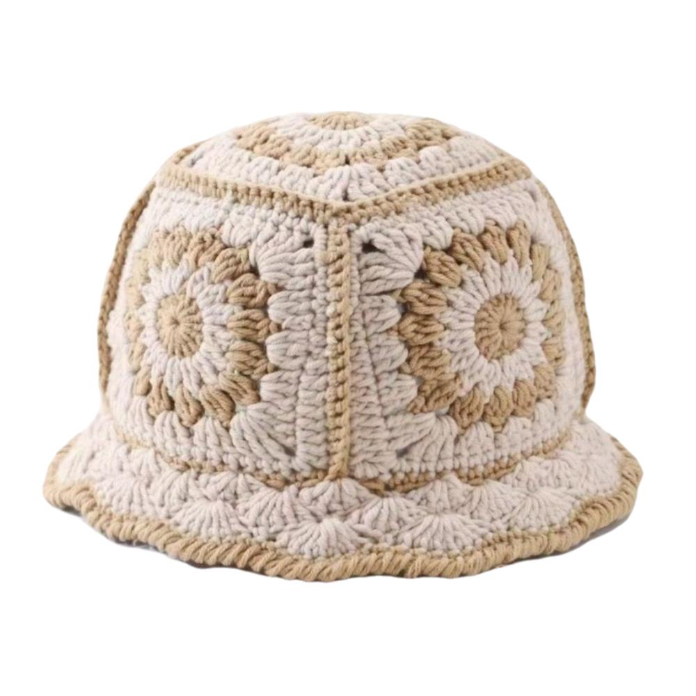 Fleece thread Flower Sun Hat Korean Style Bucket Hat Unique Knitted Fisherman Hat  Student