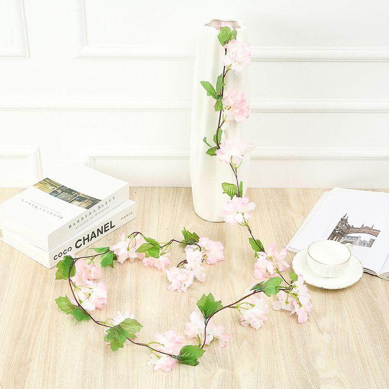 Lifelike Silk Cherry Flowers Garland For Weddings And Home Decoration 2.2m