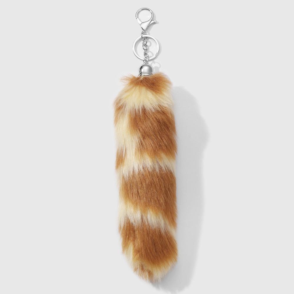 

Car Keychain Long Hair Fur Tails Pendant Ornament Fluffy Plush Tail Keyring Cute Retro Bag Charms Women Ladies 6 cm