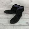 BARNEYS N.Y. Italy Short Boots Women’s 25.5 Black Leather Suede Fringe