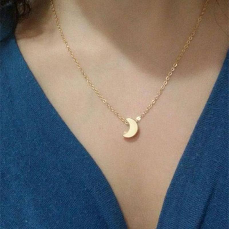 Golden Moon Star Heart Pendant Necklaces Crescent Pendant Chokers Necklaces For Women Round Circle Jewelry