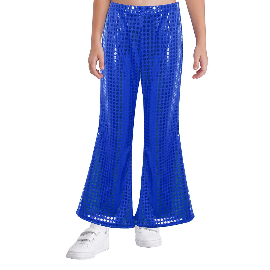 Dětské performance kalhoty Elastický pas Rozšířený design Lesklé flitry Pódium Show Taneční oblečení