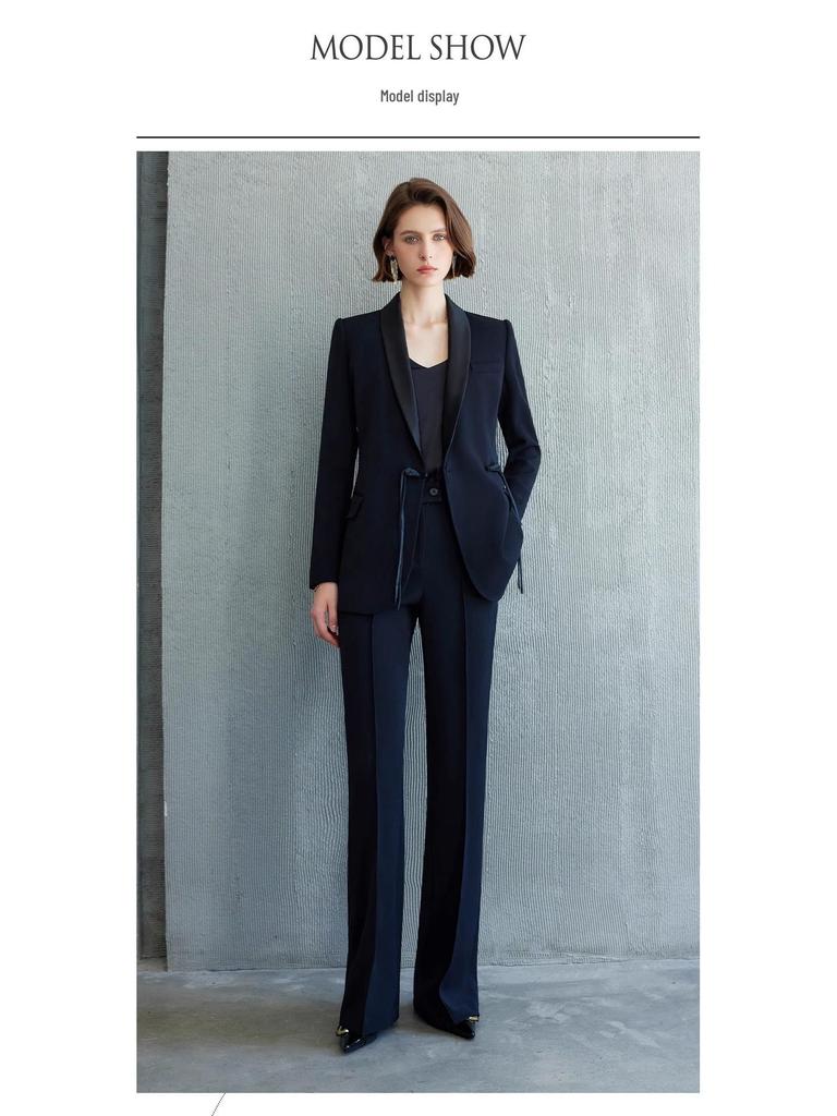 Elegant Spring & Autumn Chinese Buckle Suit Set for Women with Micro Flare Pants