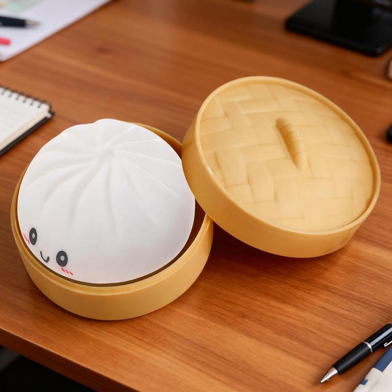 Colorful Dumpling Squishes Stress Balls Fidget Sensory Toys Simulation Food Squishies Bun With Steamer Dough Ball Gifts