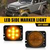 LED Front Marker Side Fender Lights Amber Lens Fit 2007-2018 Jeep Wrangler Jk