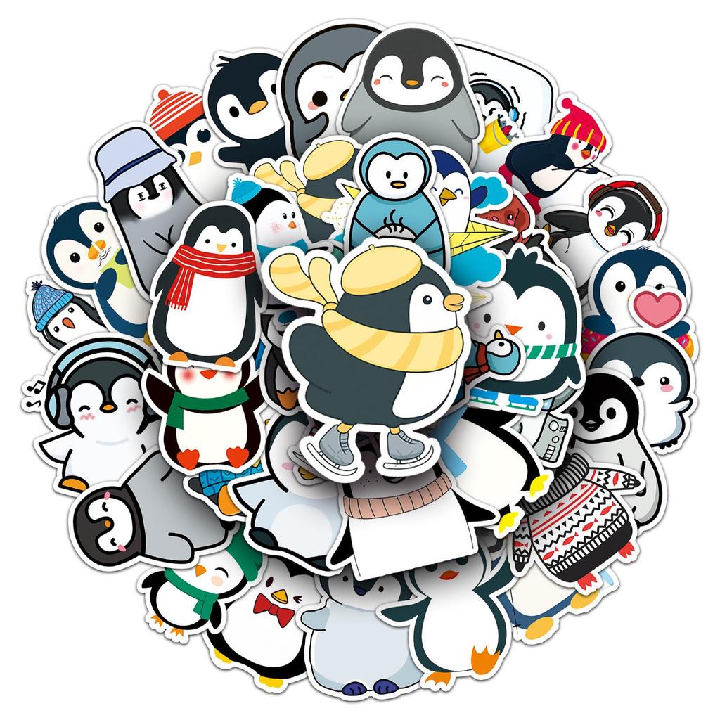 50 Waterproof Penguin Graffiti Stickers for DIY Skateboards, Phone Cases, and Suitcases