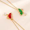 Fashion Shell Butterfly Zircon Pendant Necklace Gold Color Stainless Steel Chain Jewelry Gifts for Women Teen Girls