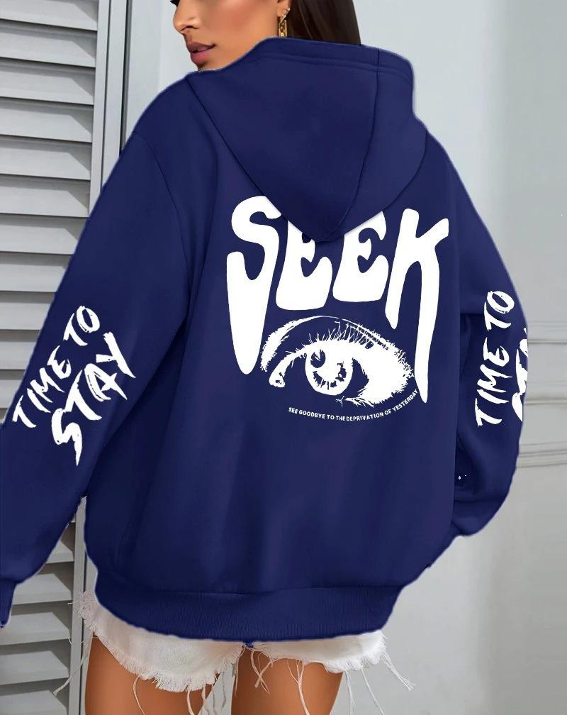 Women's Casual Autumn Fleece Hooded Sweatshirt with Pockets
