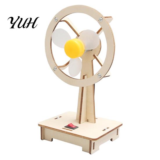 Fan Assembly Material Kit 1 Set Electric Toy Educational DIY Small Wooden Desktop Model Puzzle Toddlers Boys Girls Christmas Gift Children set
