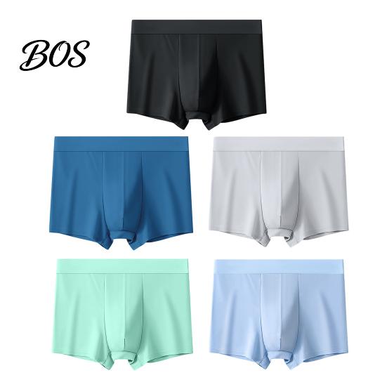 Men Boxer Briefs Underwear, Mid-rise Ice Silk Briefs, Slim Fit U-Convex Lightweight Boxers Quick Drying Summer Underwear for Daily Wear And