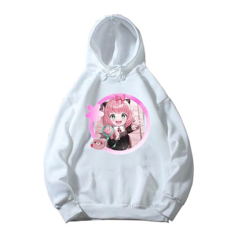 Xuhaijian02 Kinder Spy X Family Anime Gedrukte Witte Hoodies Meisjes Kawaii Anya Patroon Sweatshirt Kinderen Comfortabele Veelzijdige Kleding Tops 150