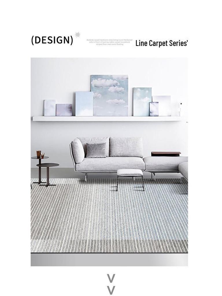 Line Light Luxury Wabi-Sabi Imitation Cashmere Non-Slip Carpet for Living Room, Bedroom, and Porch