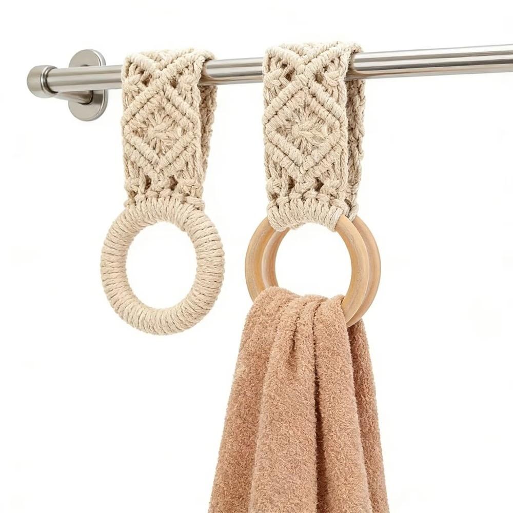 Cotton Rope Hand Towel Hanger Boho Style Wall Towel Rack New Towel Ring Holder  Washroom