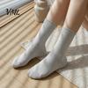 Minimalist Fashion Cotton Socks Women Mid-Length Crew Socks, Casual Loose Cuff Mittens, Comfortable Stackable Mid Length Breathable Solid Color