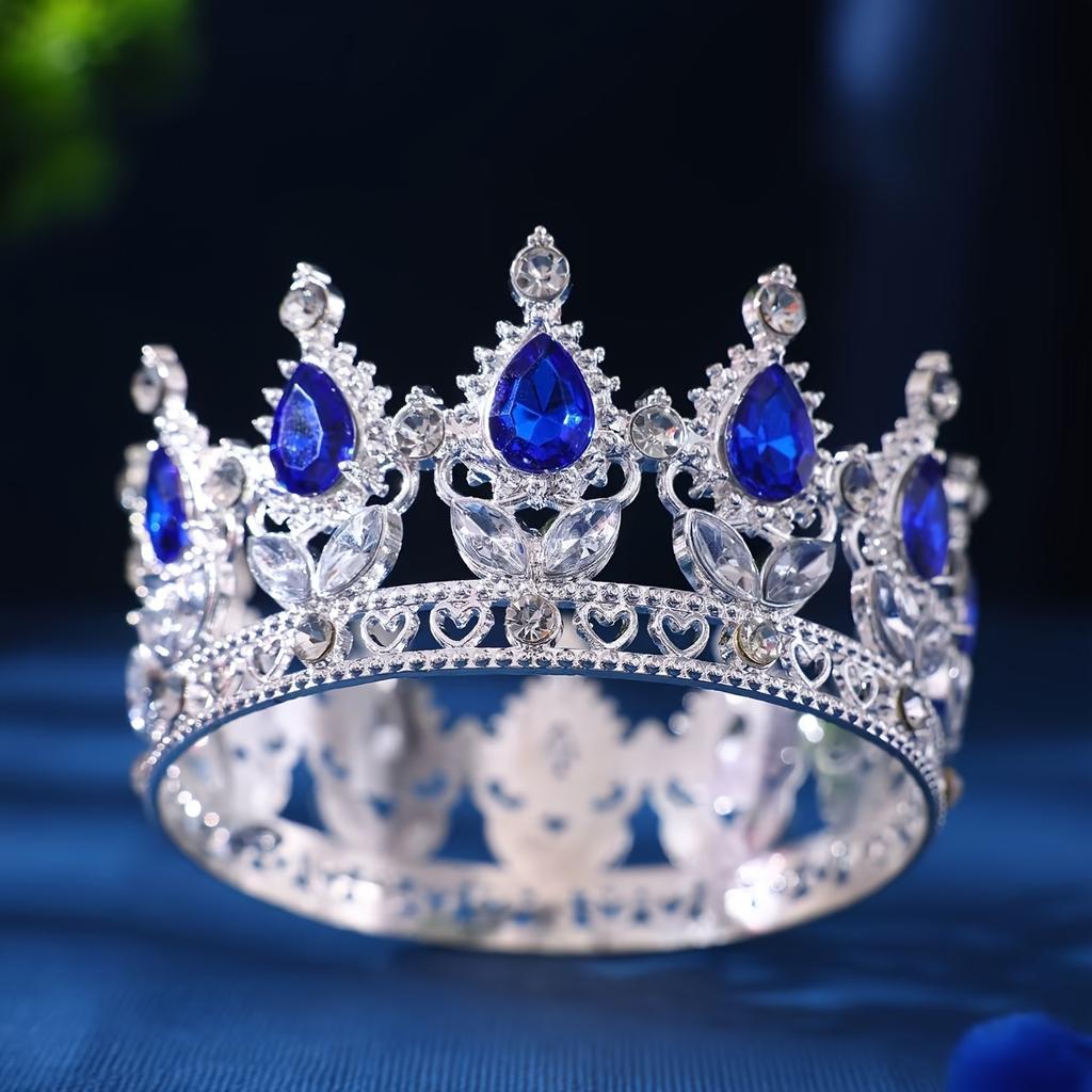 Tiaras y Coronas Redondas de Cristal Barroco Diadema con Pedrería Corona de Baile Corona Accesorios para el Cabello de Boda Joyería Corona