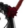 A52E Handmade Rose Witch Costume Horn Halloween Party Role Play Headbands