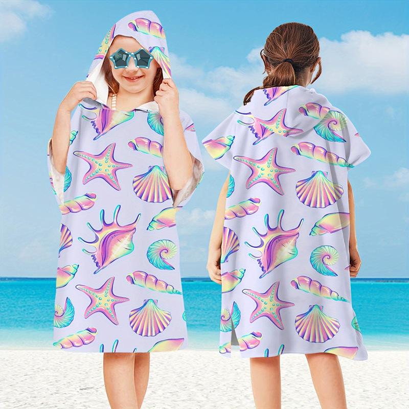 Baby Cartoon Printing Bathrobe Girls Unicorn Beach Towel Boy Shark Dinosaur Bath Towel Kids Hooded Cape Towel Children Bath Item