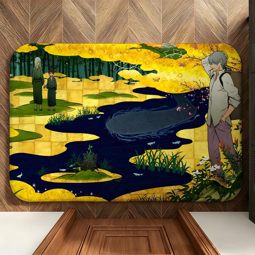 Anime M-Mushishi Floor Mat Soft Flannel Floor Mat Suitable for Entryways, Living Rooms, Bedrooms, and Bathrooms