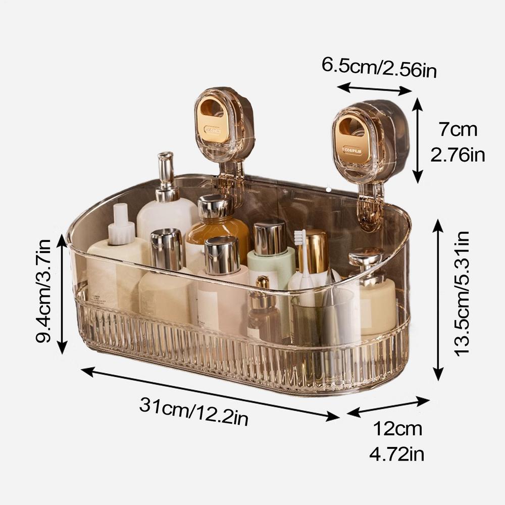 Multi-functional Bathroom Shelf with Suction Cup No Drilling Bottom Drain Corrugated Storage Rack For Kitchen Bathroom Shower