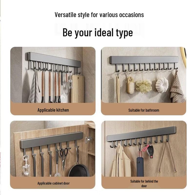 Yipan No-Drill Wall-Mounted Kitchen Hook Rack