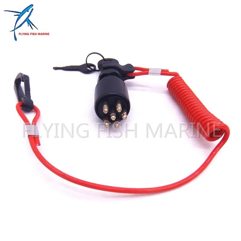 Outboard Engine 175974 5005801 Ignition Switch & Key Assembly With Lanyard For OMC Johnson Evinrude 40-200HP Outboard Motor