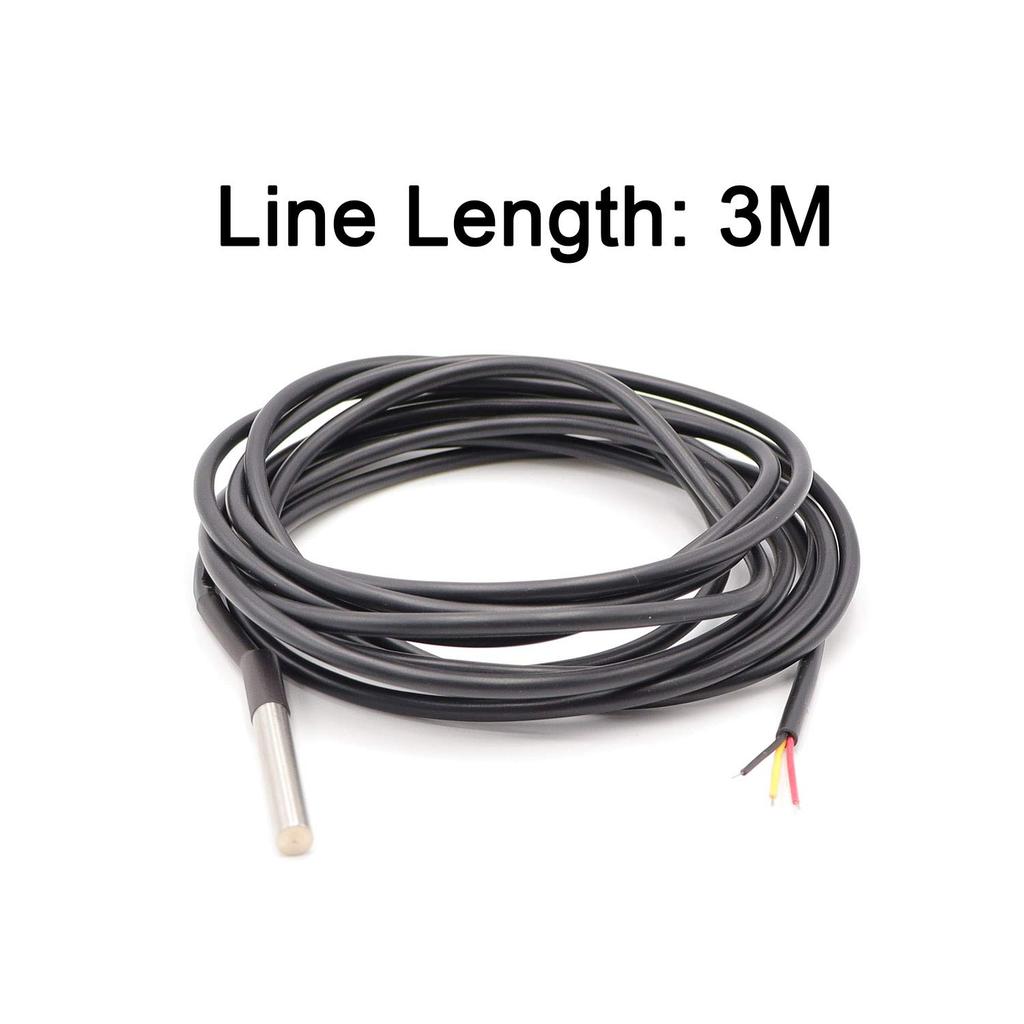 TWTADE 3Pcs DS18B20 3M Temperature Sensor Waterproof Stainless Steel Temperature Range (-55℃~ +125℃) 6mm Temperature Probe Sensor for Arduino