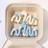 Cream Color Blue Heart Wave Shaped Hair Claw Clips for Women Sweet Irregular Shark Clip 10.5CM Large Ponytail Clip Hairpins