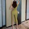 Women's Solid Color Casual Sexy Slit Bodycon Dress Summer Sleeveless Ladies Mid-length Vestidos