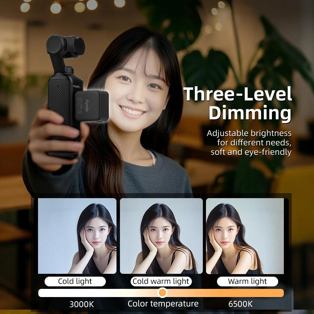 Flymile Pocket 3 Magnetic Fill Light for DJI Osmo Pocket 3 Mini Led Video Light Live Vlogging 300mAh Rechargeable