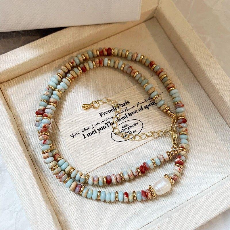 

Freshwater Pearl Female Clavicle Chain Bohemia Natural Stone Natural Stone Rainbow Pearl Necklace