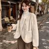 Winter  Faux Fur Coat Women Cotton-padded Double-breasted Thick Overcoat