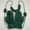 Women Fur Gloves Natural Mink Fox Fur Knitted Warm Connect Fingers Mitten 12 Colors