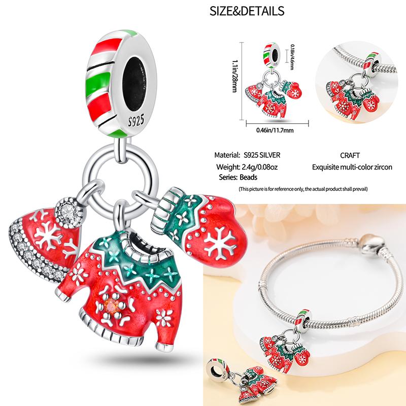 Copper Red Color Christmas Collection Heart Shape Charm Bead Charms Bead Charms Compatible With Authentic Bracelets Lucky Jewellery Gifts Diy Making