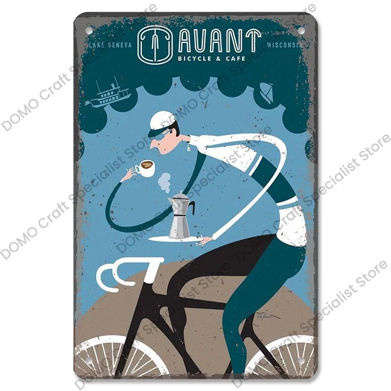 Placa de bicicleta Placa de lata de metal Ciclismo Corrida Vintage Metal Poster Wall Art Decor para Bike Club Garage Man Cave
