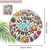 DIOS Wooden Sign with Spanish Bible Scriptures - Round Sign for Front Door, Wall, Room Hanging Decor - Ideal Home Hanging Ornament