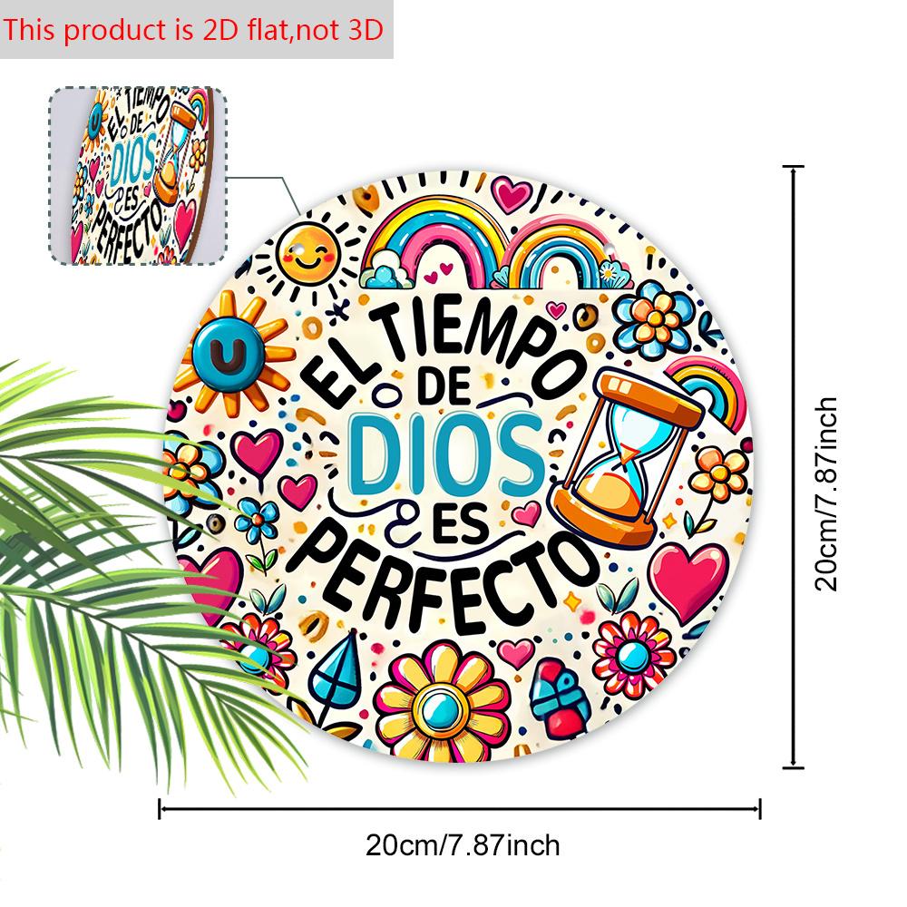 DIOS Wooden Sign with Spanish Bible Scriptures - Round Sign for Front Door, Wall, Room Hanging Decor - Ideal Home Hanging Ornament